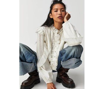 Free People   |   We The Free Mar Ruffle Blouse   |   XS   |   Ivory   |   NWT
